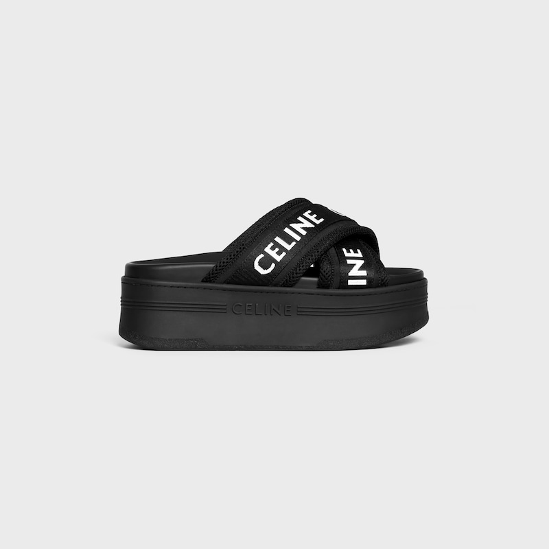 celine block slide in mesh nylon amp textile with celine jacquard