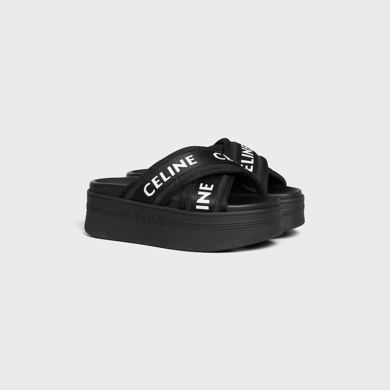 celine block slide in mesh nylon amp textile with celine jacquard