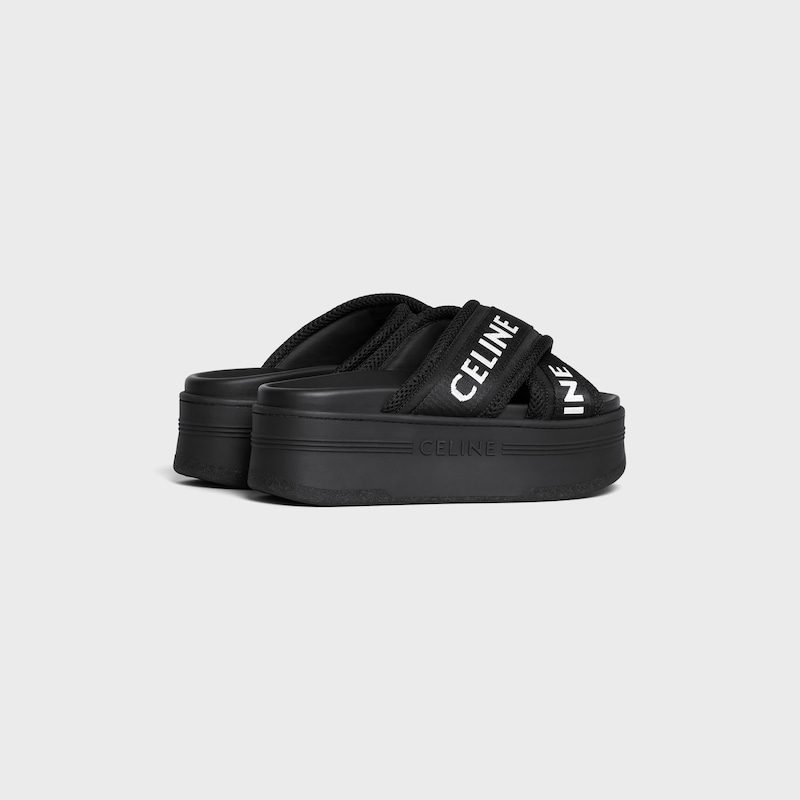 celine block slide in mesh nylon amp textile with celine jacquard