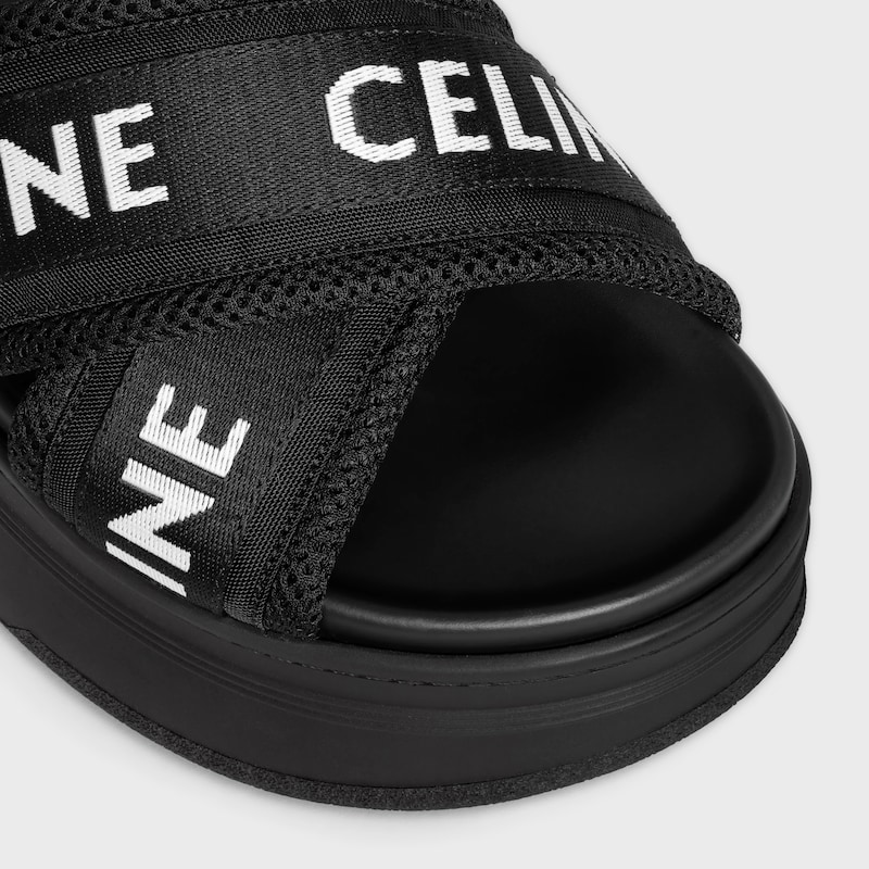celine block slide in mesh nylon amp textile with celine jacquard