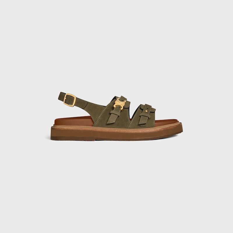 celine - tippi triomphe sandal in suede calfskin