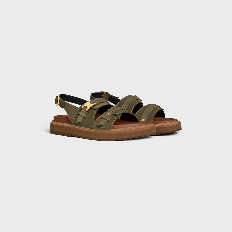 celine - tippi triomphe sandal in suede calfskin