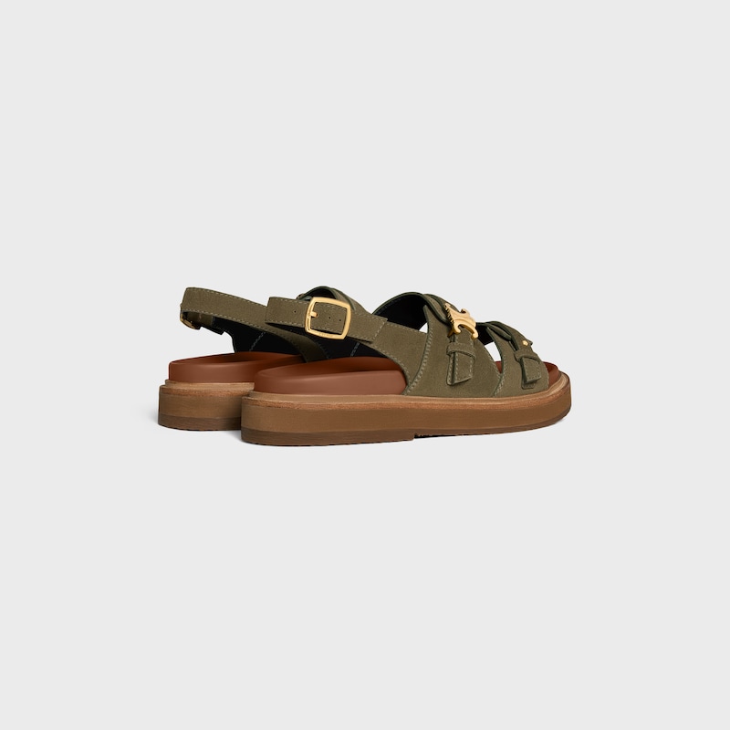 celine - tippi triomphe sandal in suede calfskin