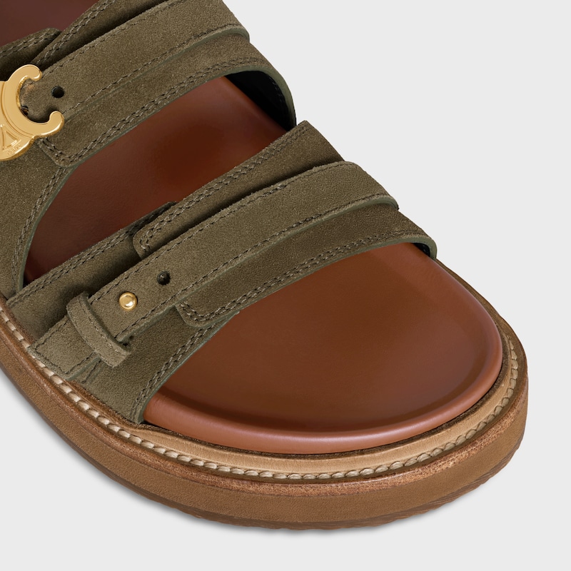 celine - tippi triomphe sandal in suede calfskin