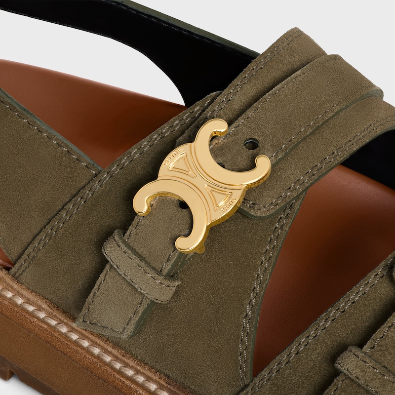celine - tippi triomphe sandal in suede calfskin