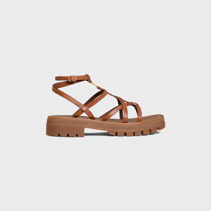 celine - clea triomphe strappy sandal in calfskin - vegetal tanning
