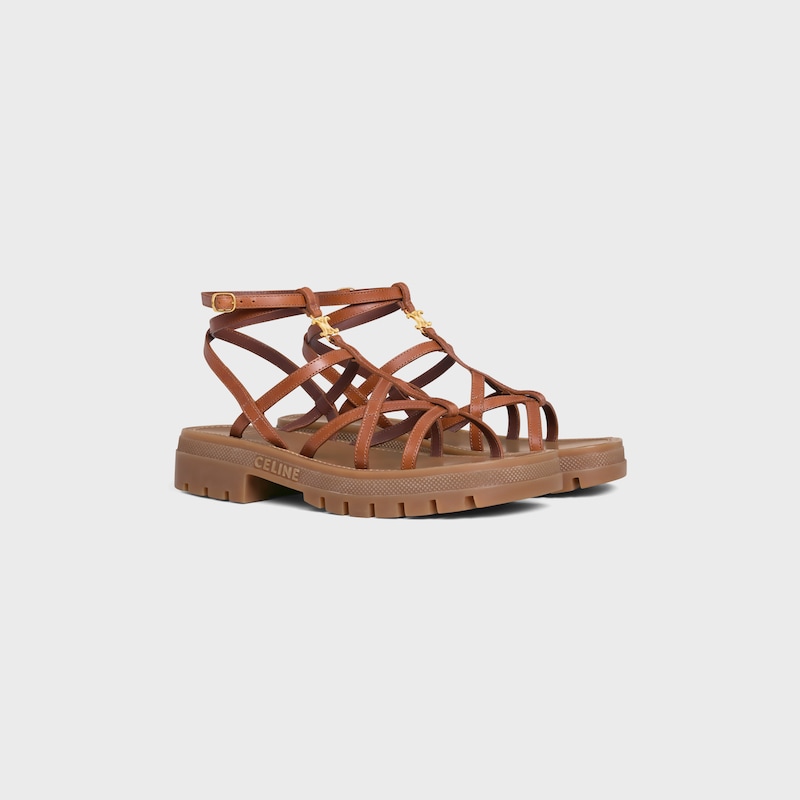 celine - clea triomphe strappy sandal in calfskin - vegetal tanning