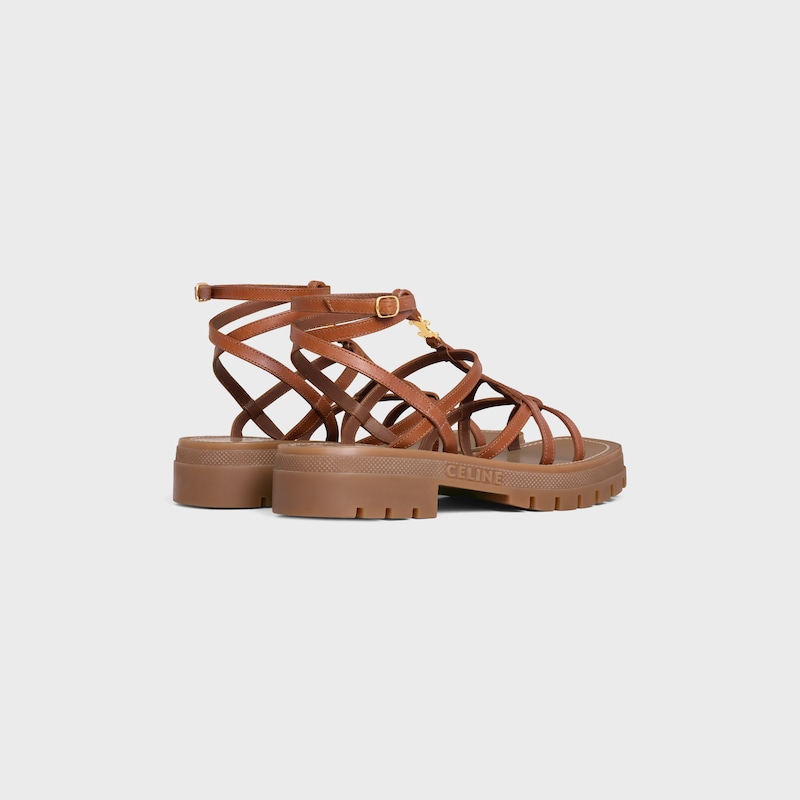 celine - clea triomphe strappy sandal in calfskin - vegetal tanning
