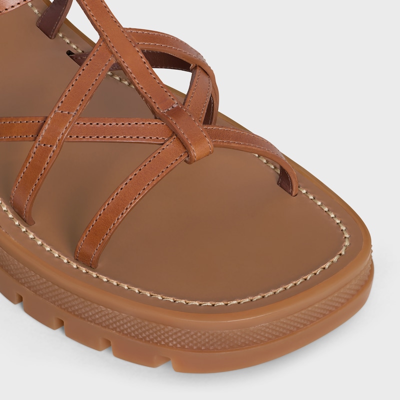 celine - clea triomphe strappy sandal in calfskin - vegetal tanning