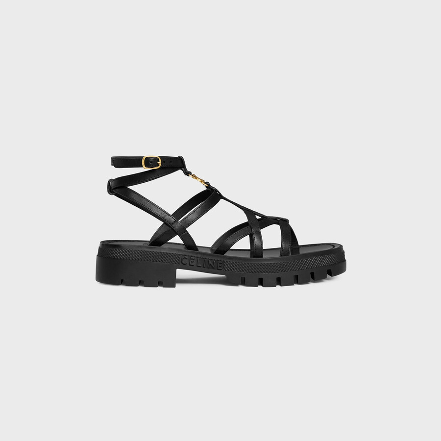 celine - clea triomphe strappy sandal in calfskin - vegetal tanning