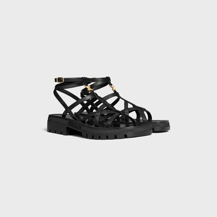 celine - clea triomphe strappy sandal in calfskin - vegetal tanning