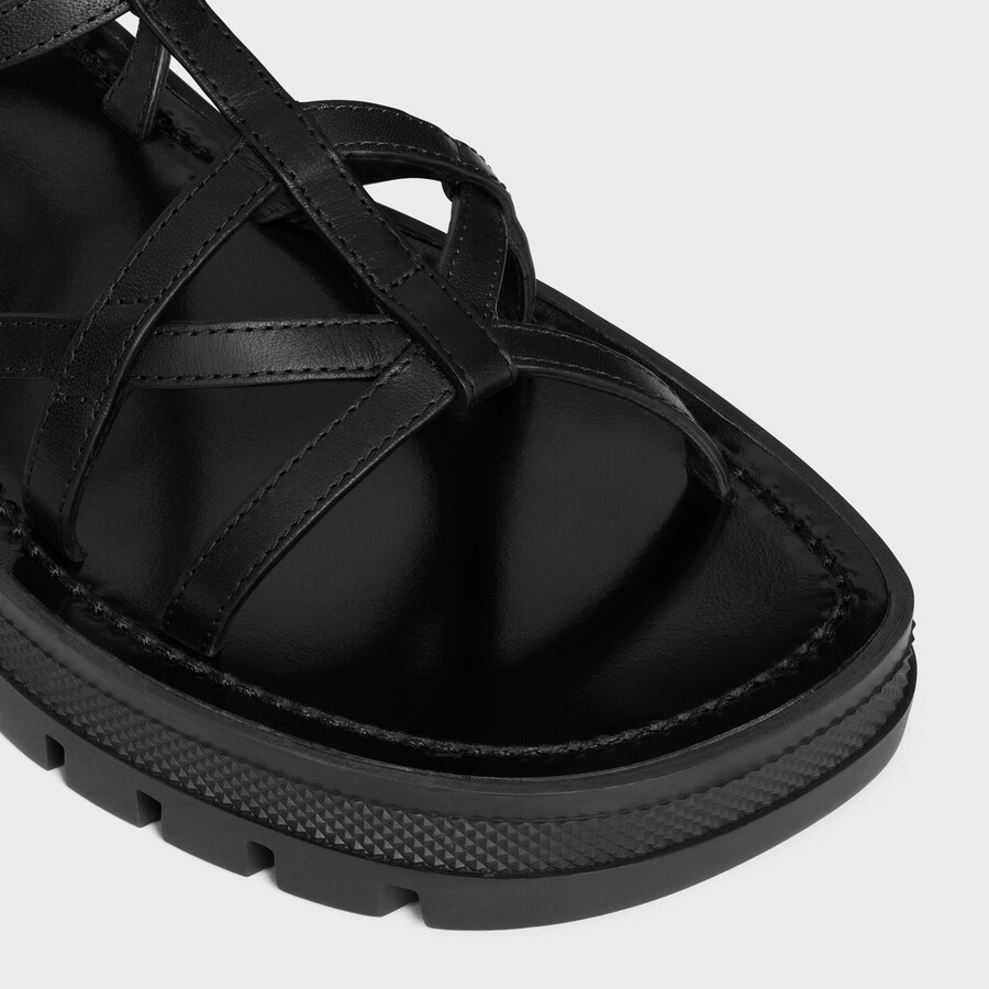 celine - clea triomphe strappy sandal in calfskin - vegetal tanning