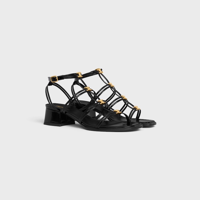 celine clemence multi triomphe sandal in glossy calfskin