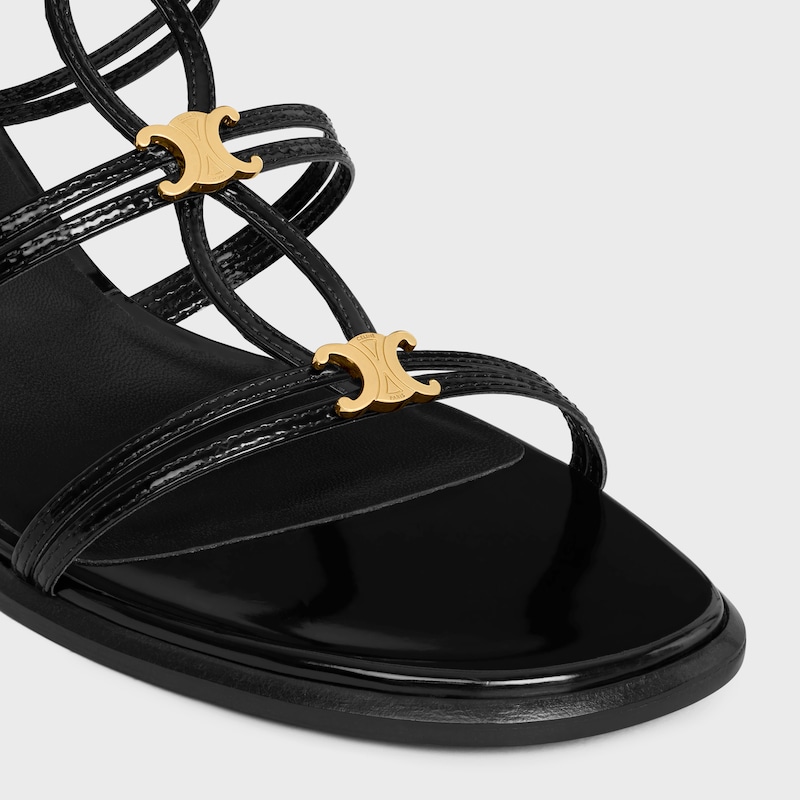 celine clemence multi triomphe sandal in glossy calfskin
