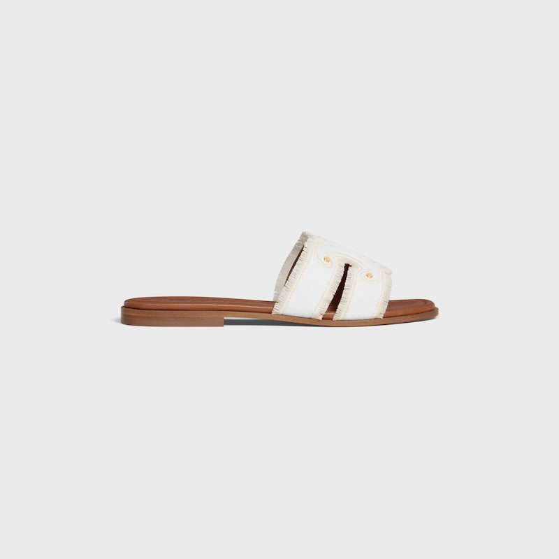 celine marina mule in fringed canvas