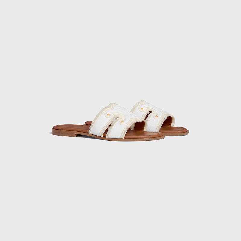 celine marina mule in fringed canvas
