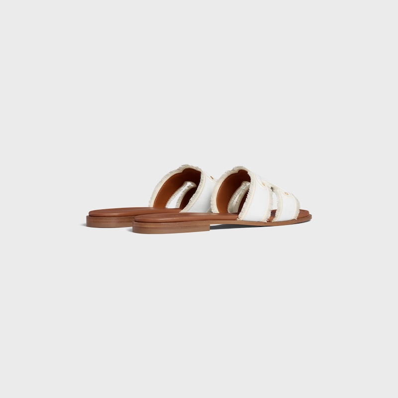 celine marina mule in fringed canvas