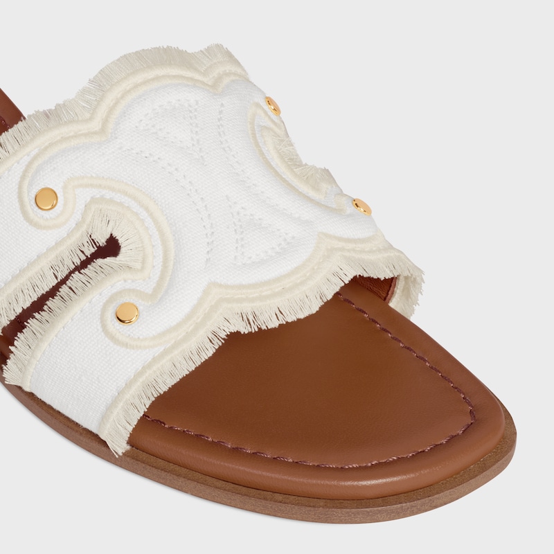 celine marina mule in fringed canvas