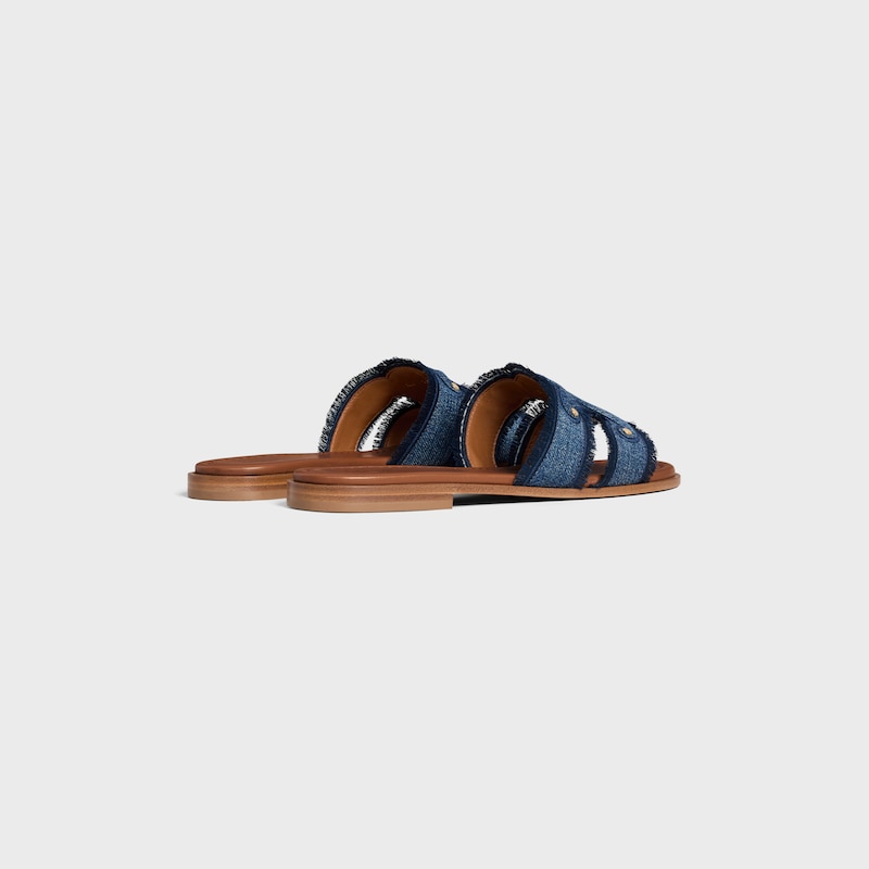 celine marina fringed mule in denim