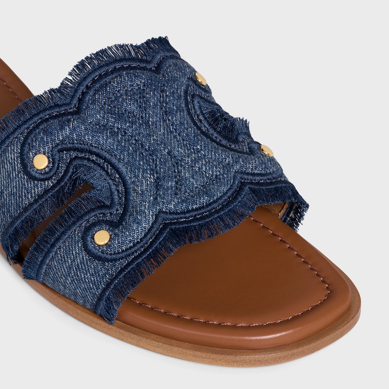 celine marina fringed mule in denim
