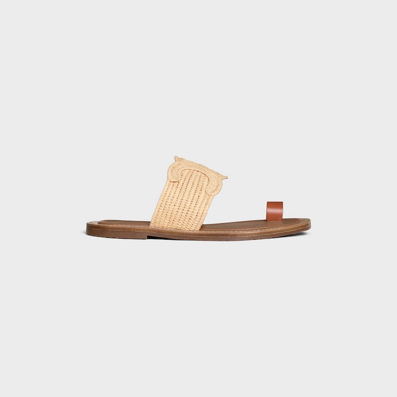 celine lympia sandal in raffia and calfskin