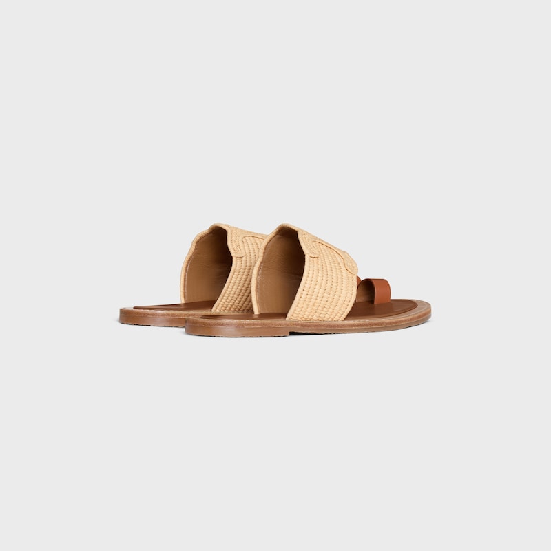 celine lympia sandal in raffia and calfskin