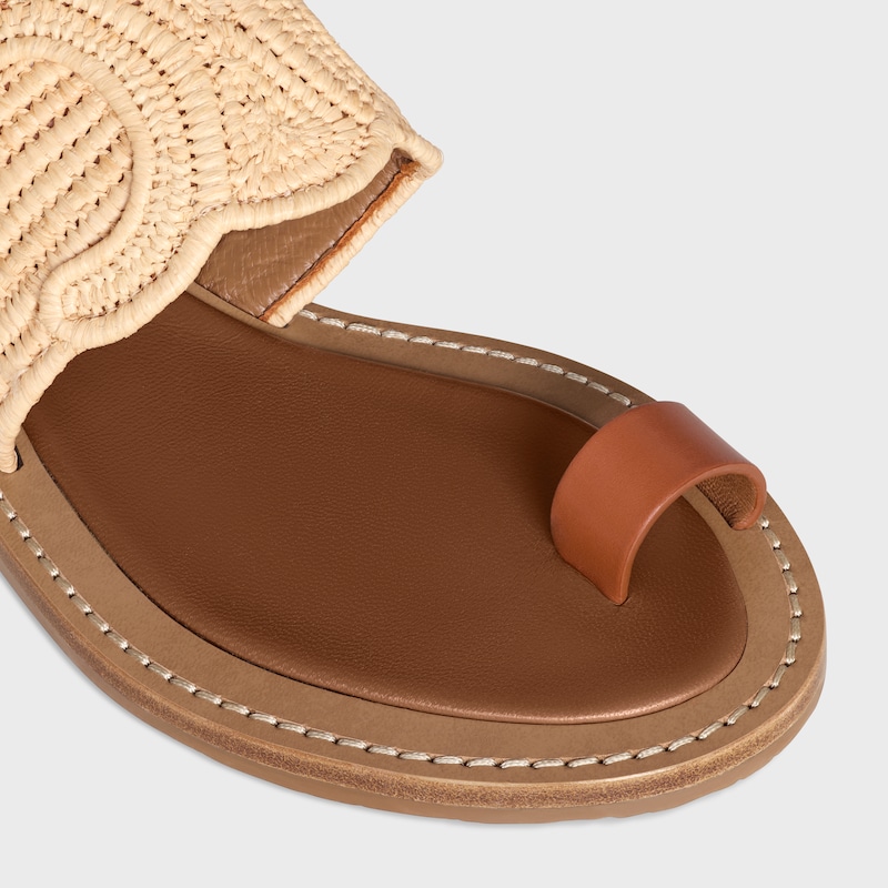 celine lympia sandal in raffia and calfskin