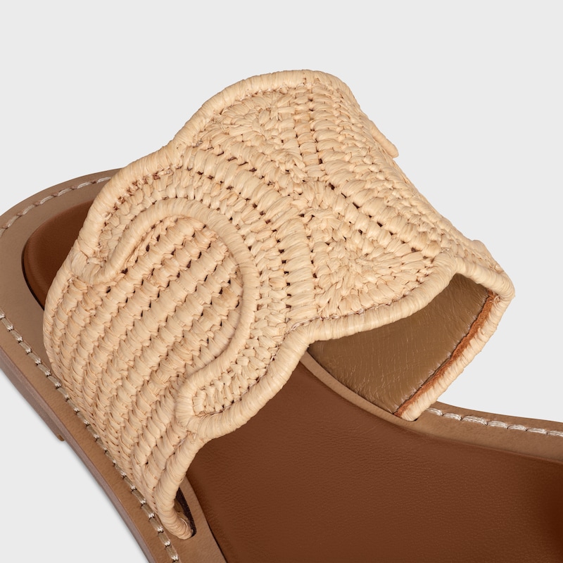 celine lympia sandal in raffia and calfskin
