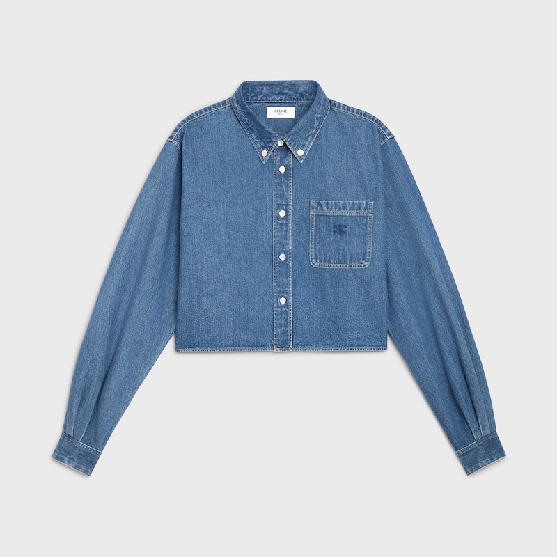 cropped shirt in union ocean wash denim