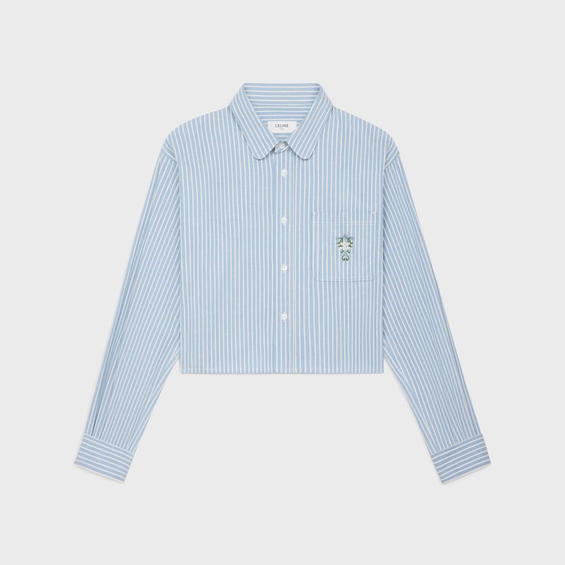 cropped shirt in hickory striped cotton
