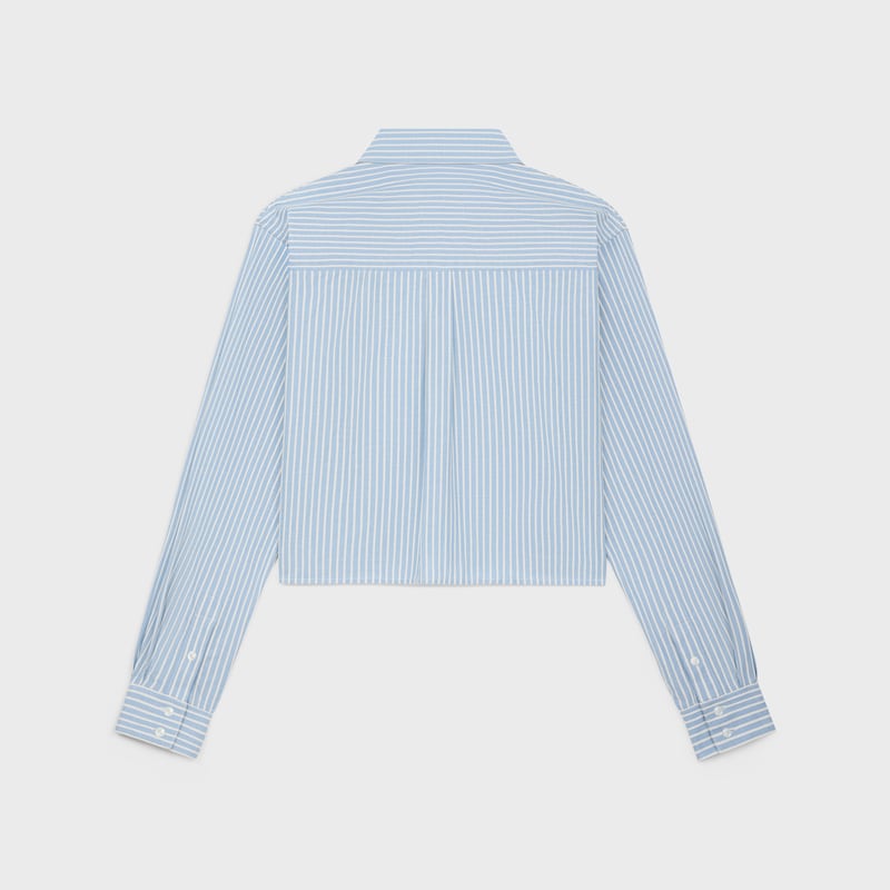 cropped shirt in hickory striped cotton