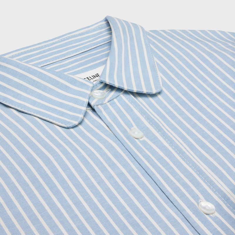 cropped shirt in hickory striped cotton