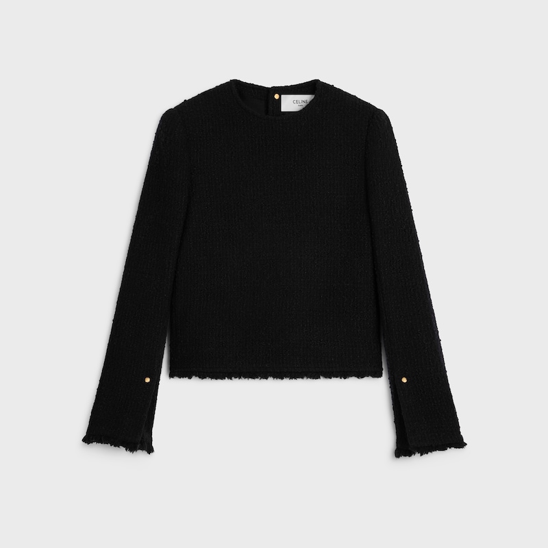 long-sleeved top in wool natteacute