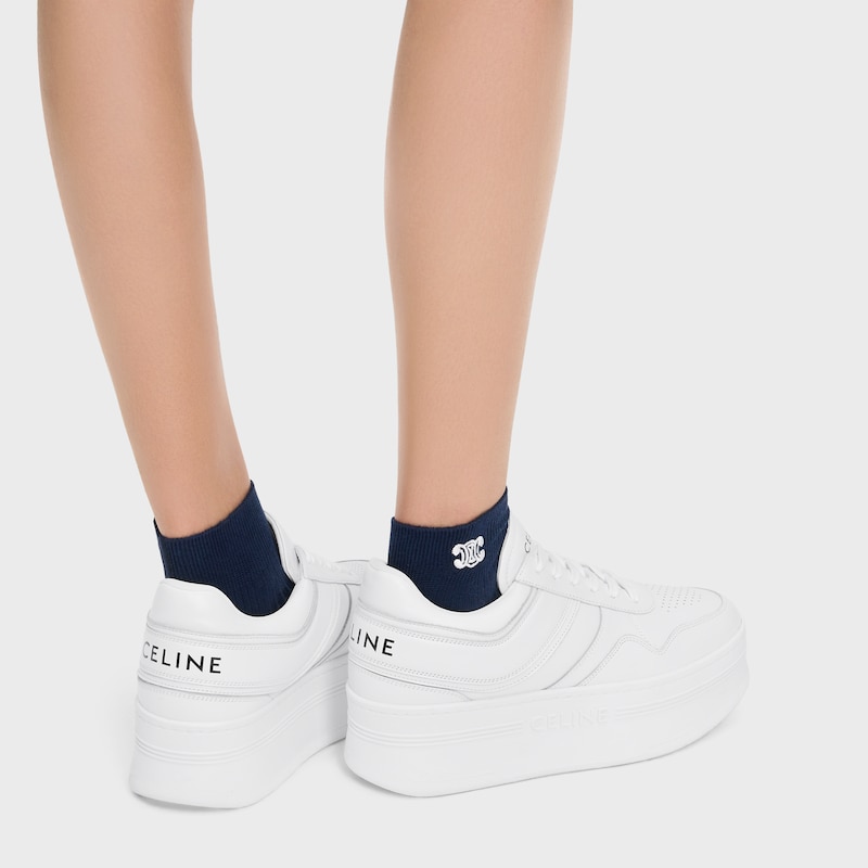 block sneakers with wedge outsole in calfskin