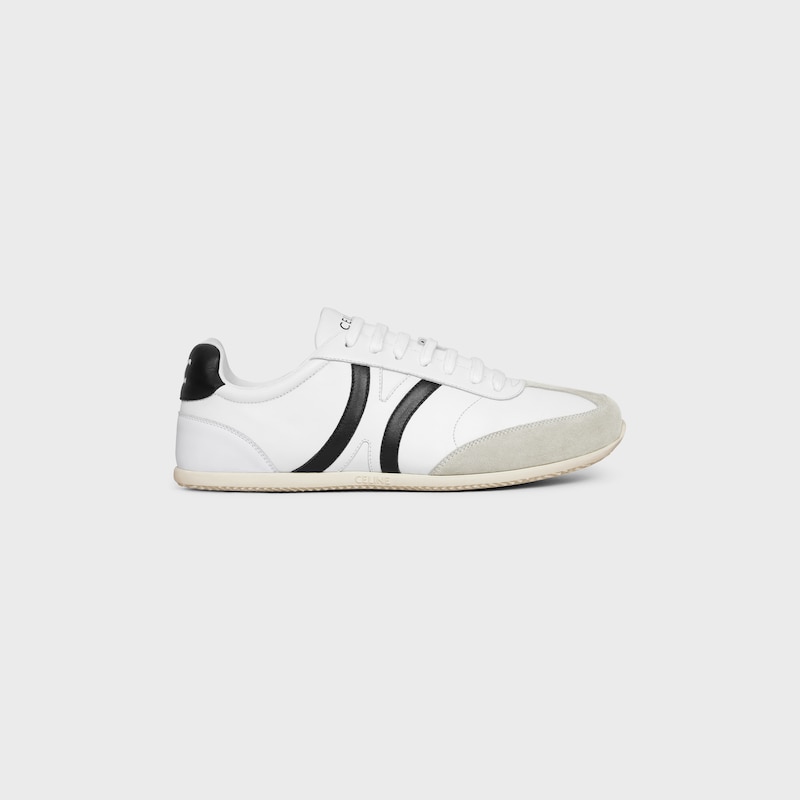 celine jogger low lace-up sneaker in calfskin amp suede calfskin