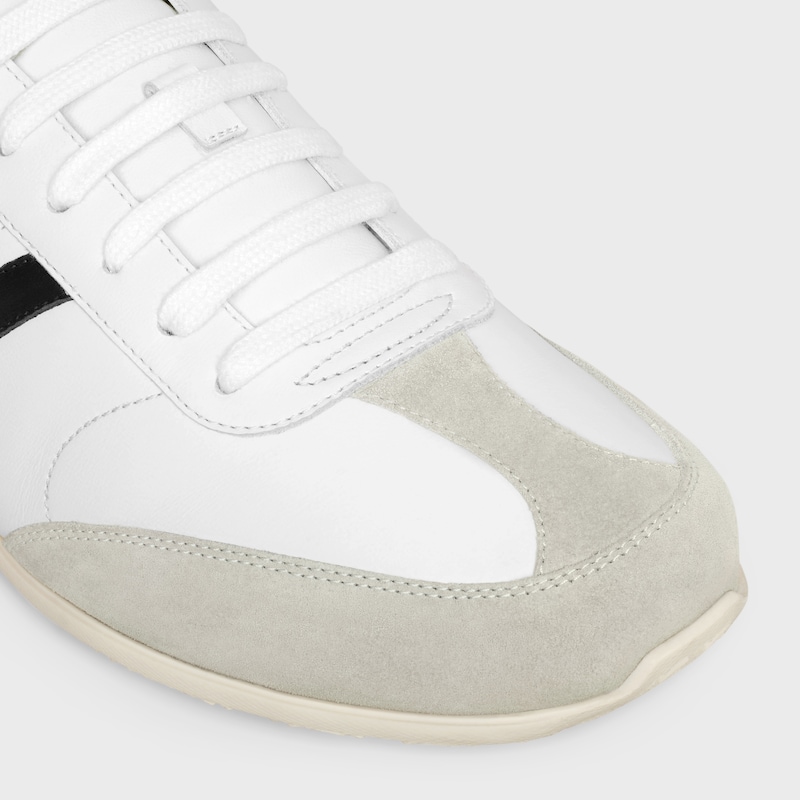 celine jogger low lace-up sneaker in calfskin amp suede calfskin