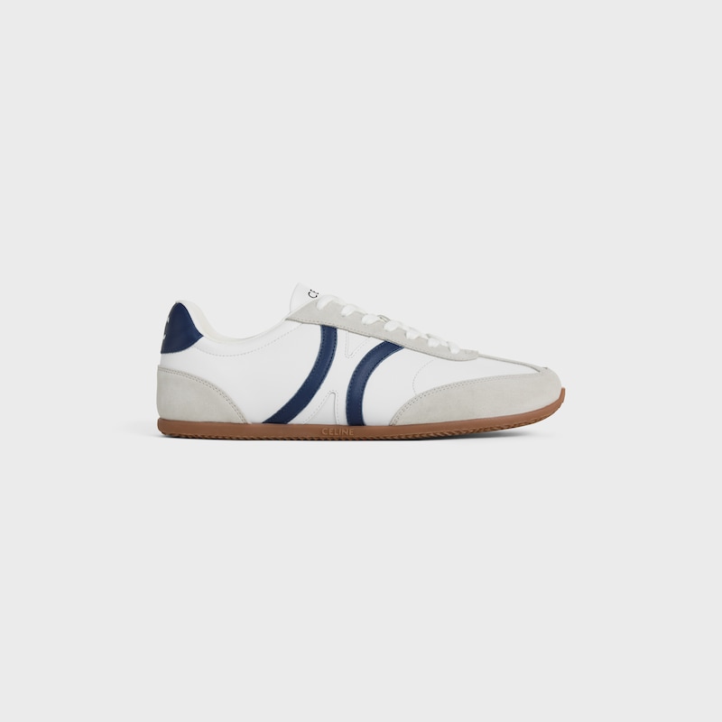 celine jogger - low lace-up sneaker in calfskin amp suede calfskin