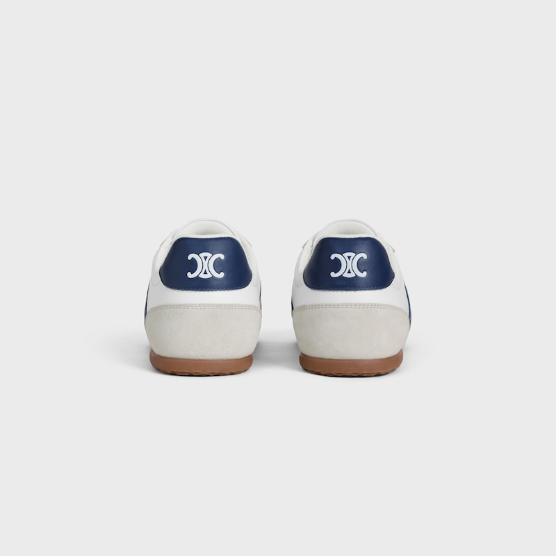 celine jogger - low lace-up sneaker in calfskin amp suede calfskin