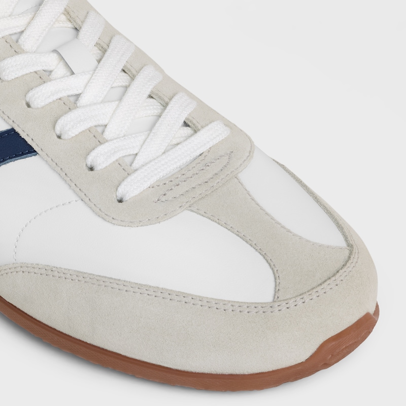 celine jogger - low lace-up sneaker in calfskin amp suede calfskin