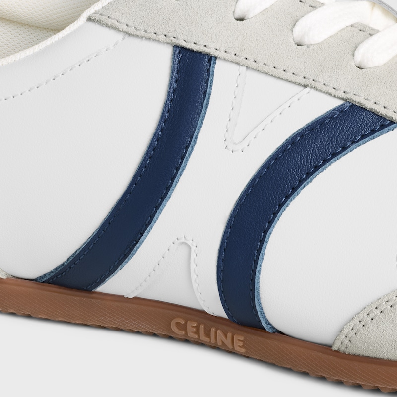 celine jogger - low lace-up sneaker in calfskin amp suede calfskin