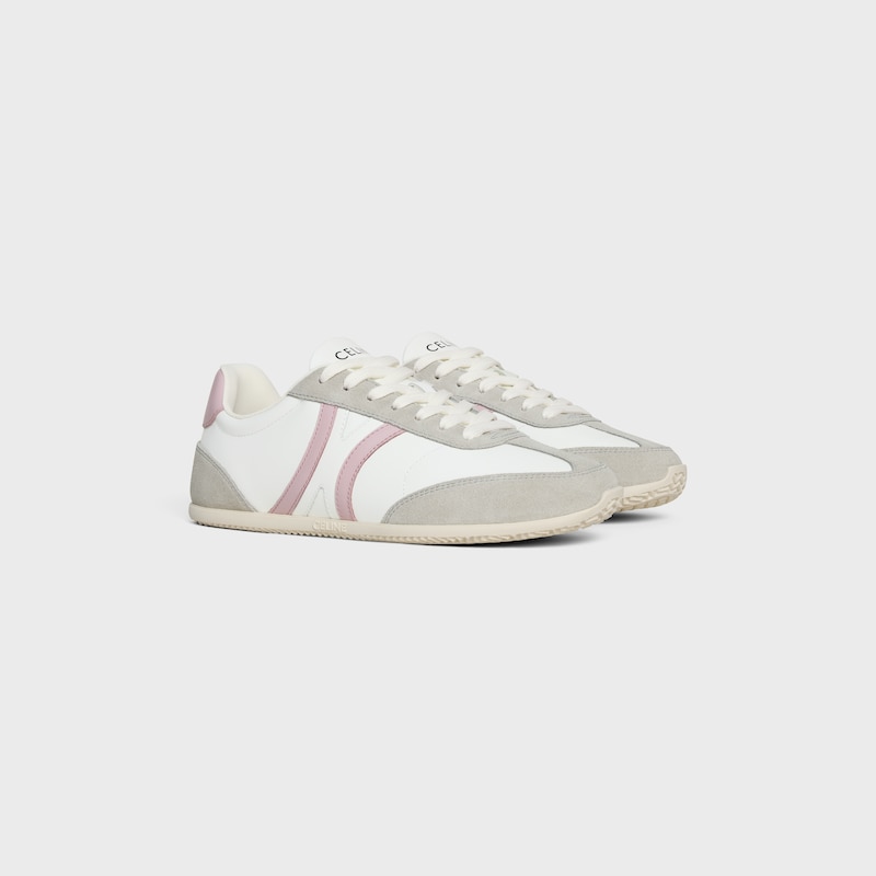 celine jogger low lace-up sneaker in calfskin amp suede calfskin