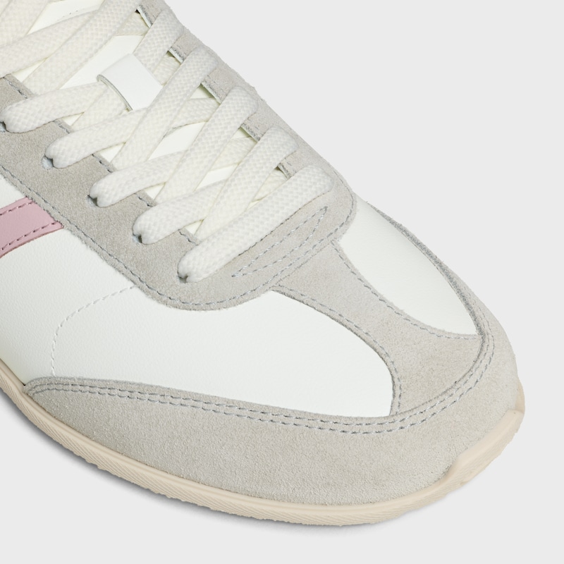 celine jogger low lace-up sneaker in calfskin amp suede calfskin