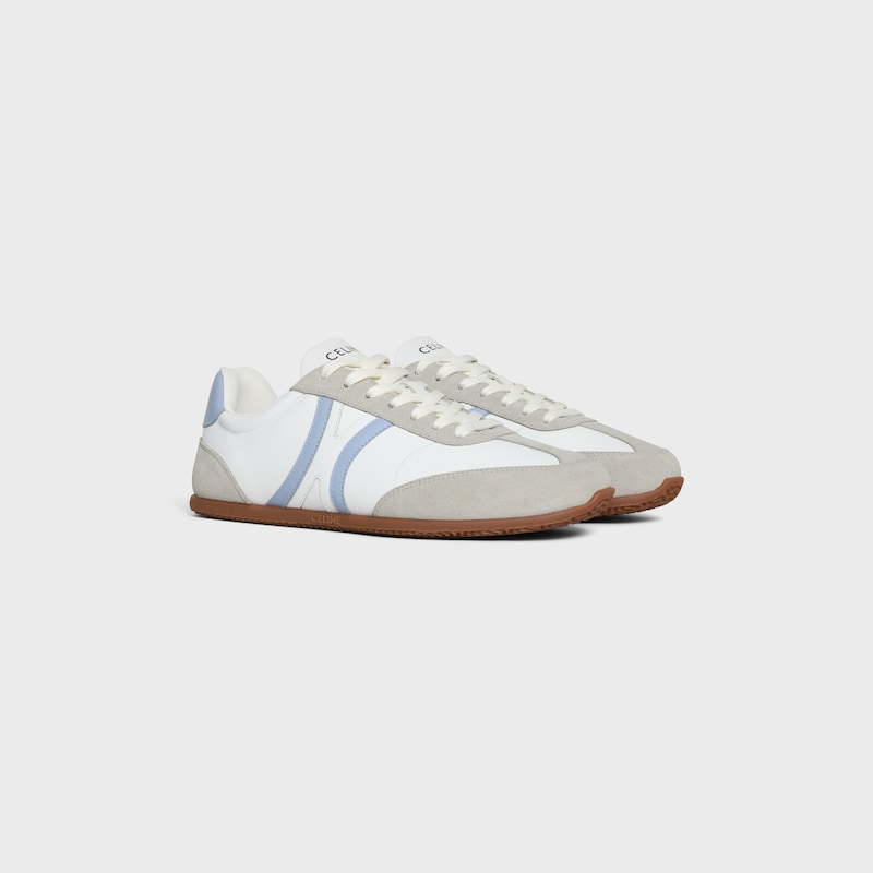 celine jogger - low lace-up sneaker in calfskin and suede calfskin