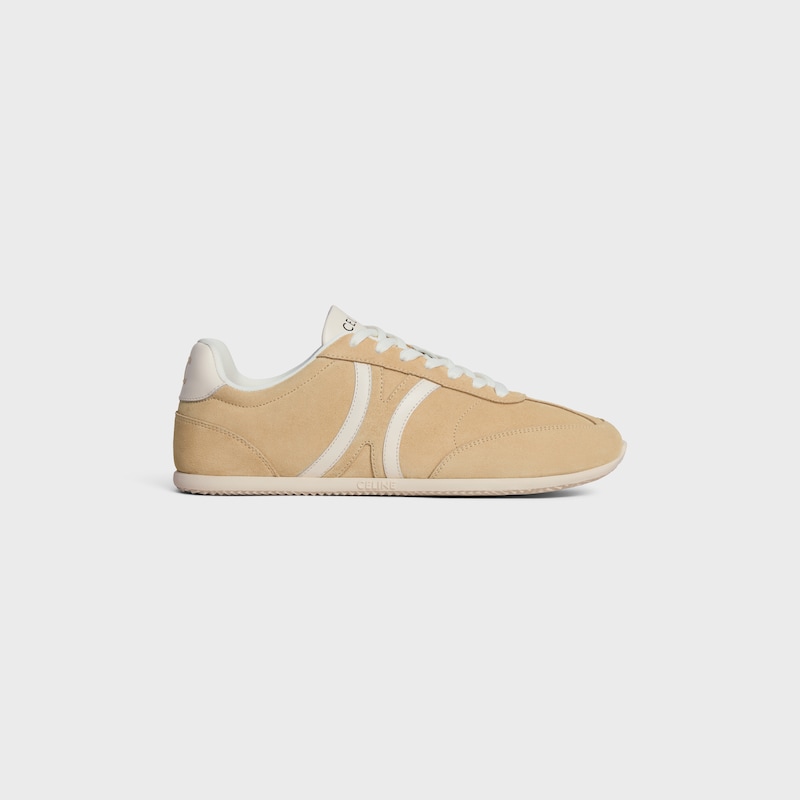 celine jogger - low lace-up sneaker in suede calfskin and calfskin