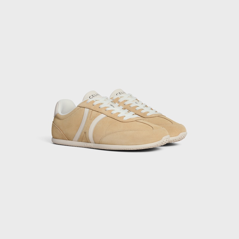 celine jogger - low lace-up sneaker in suede calfskin and calfskin