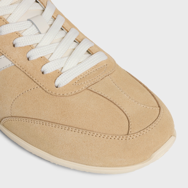 celine jogger - low lace-up sneaker in suede calfskin and calfskin