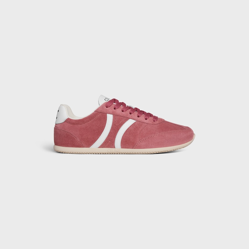 celine jogger low lace-up sneaker with triomphe in suede calfskin and calfskin