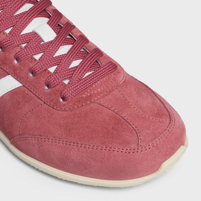 celine jogger low lace-up sneaker with triomphe in suede calfskin and calfskin
