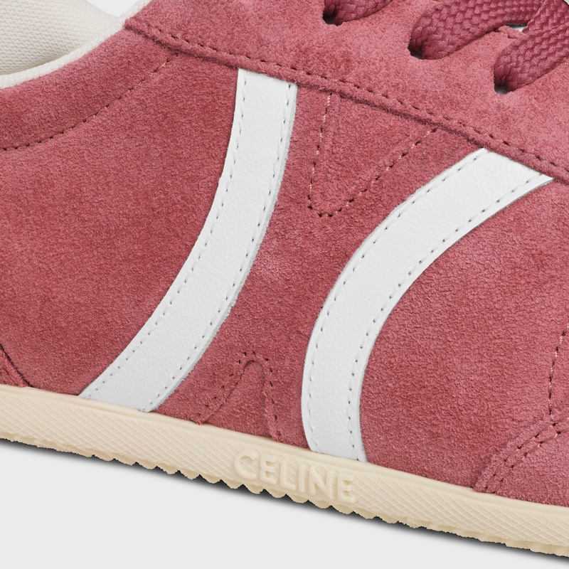 celine jogger low lace-up sneaker with triomphe in suede calfskin and calfskin