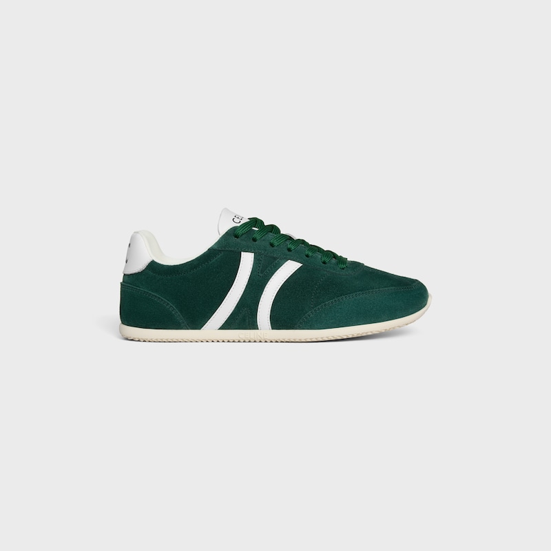 celine jogger low lace-up sneaker with triomphe in suede calfskin and calfskin